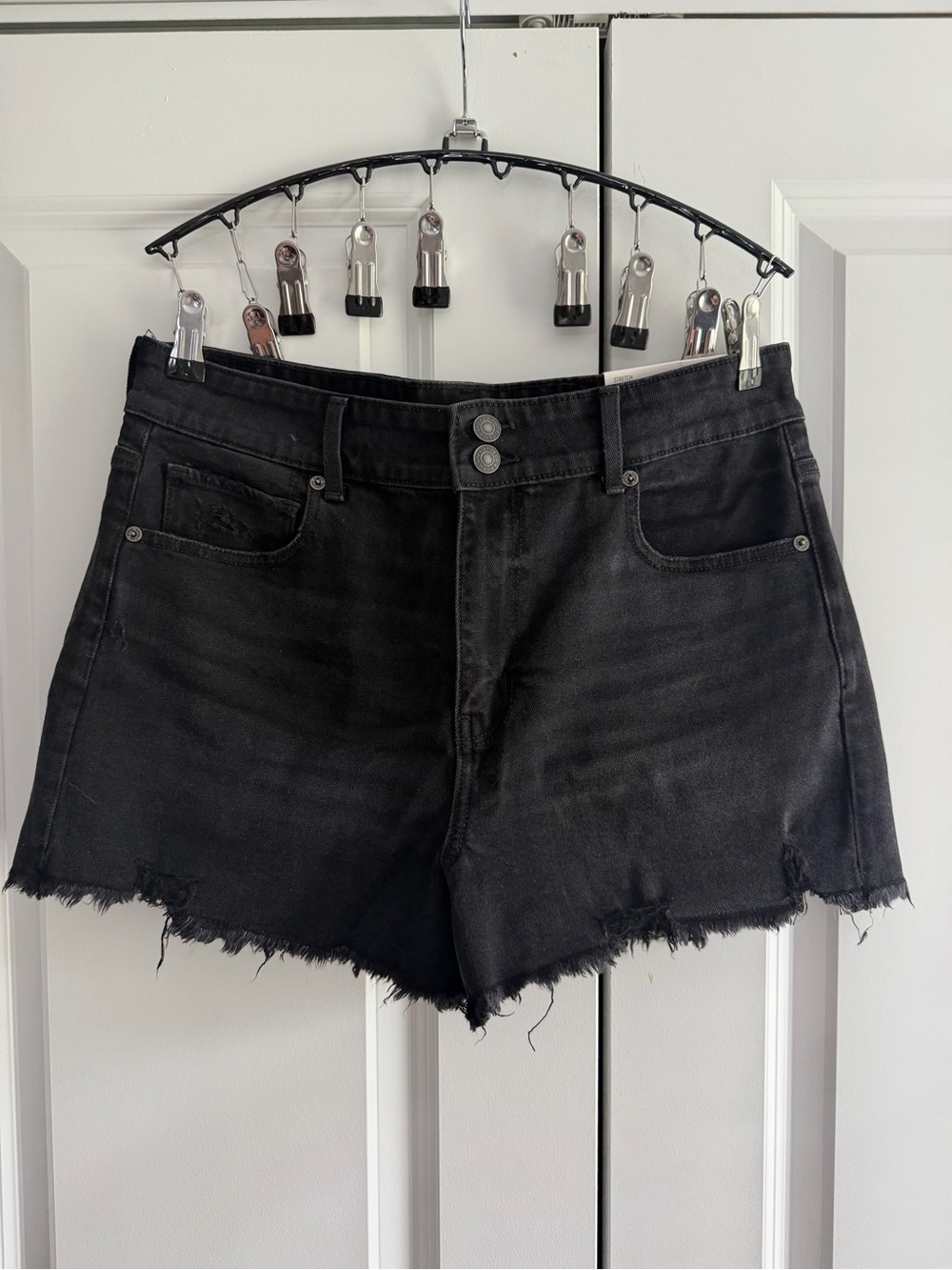American Eagle High-Rise Black Denim Shorts